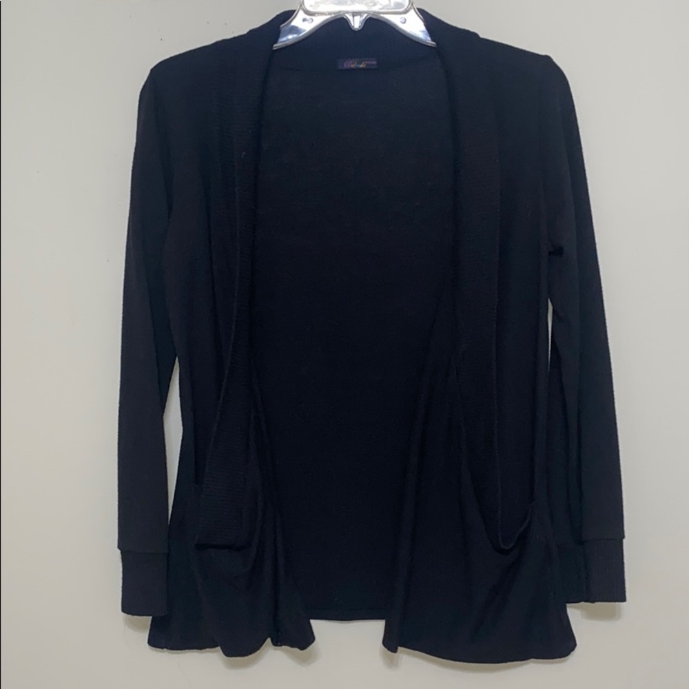 Plain Black Waistline Cardigan